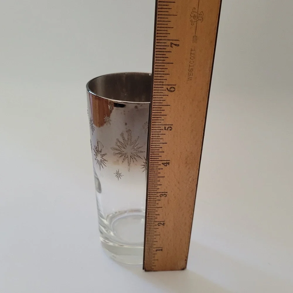 Dorothy Thorpe High Ball Glasses 3 Vintage Silver‎ Atomic Starburst Lusterware